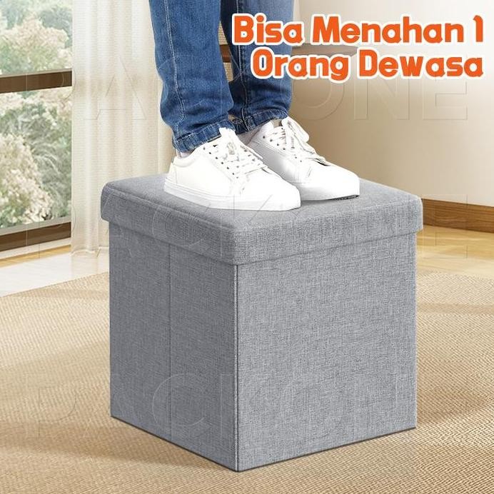 

Terlaris Packone Bangku Kursi Kotak Penyimpanan Multifungsi Kulit Storage Box Organizer Serbaguna Lipat Plastik Cream Black Wadah