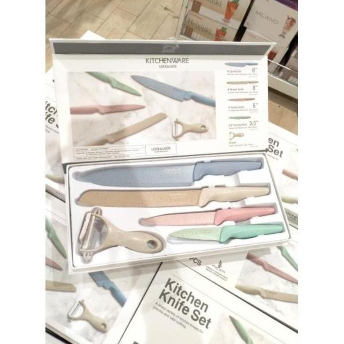 TERBARU - PROMO. PISAU LOCK N LOCK PASTEL KITCHEN WARE COOKPLUS. knife set kitchenware