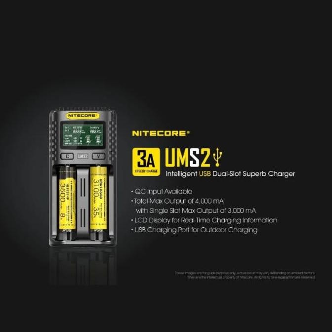 TERMURAH - Nitecore UMS2 Intelligent USB 2 Slot Superb Charger