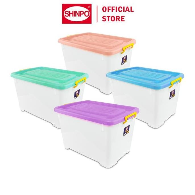 

Terlaris Shinpo Kontainer Plastik Dengan Roda Max Container Box Kotak Penyimpanan Spo-Sip-114-Cb-95 Orange Biru