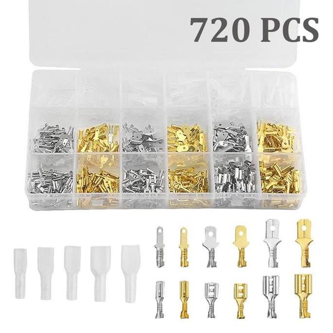 Tersedia Skun Gepeng Male Female Cewek Cowok Set 720 PCS Terminal Konektor Kabel Tembaga dengan Kota