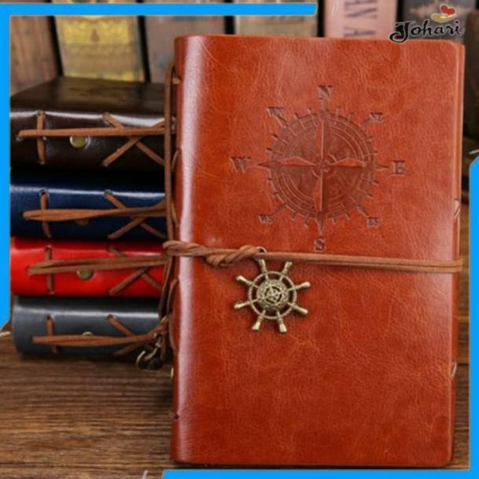 

BARU PHANTACI BUKU CATATAN BINDER KULIT RETRO COMPASS KERTAS A5 - ZB045