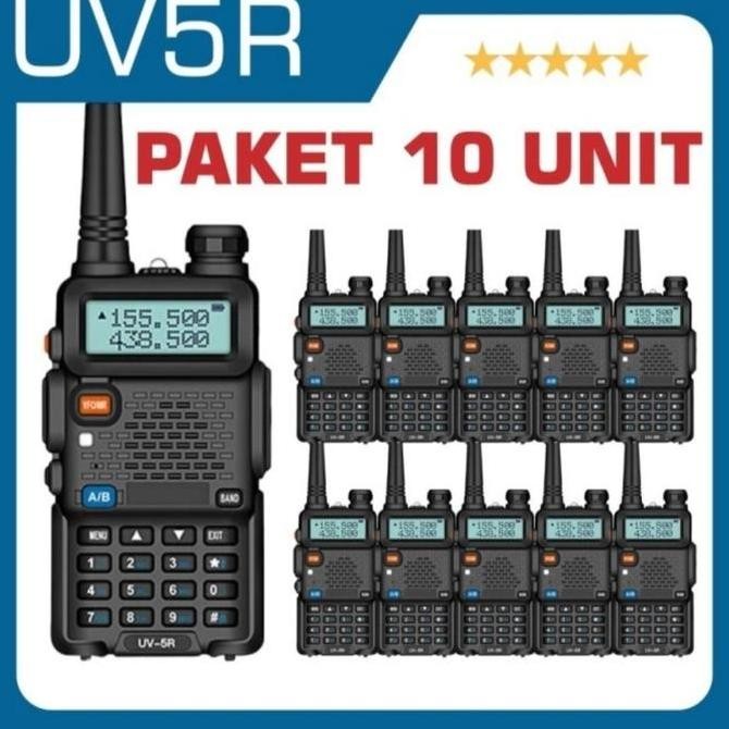 Promo Paket 10 Unit Ht Baofeng Bf-Uv5R 8 Watt Walkie Talkie