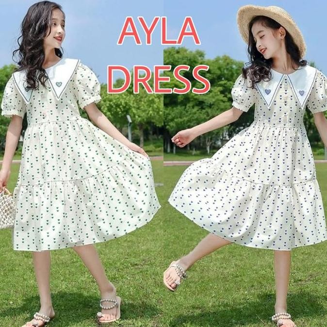 Tersedia AYLA DRESS ANAK CEWEK BAJU FASHION KOREA ANAK REMAJA CEWEK IMPORT ADEM