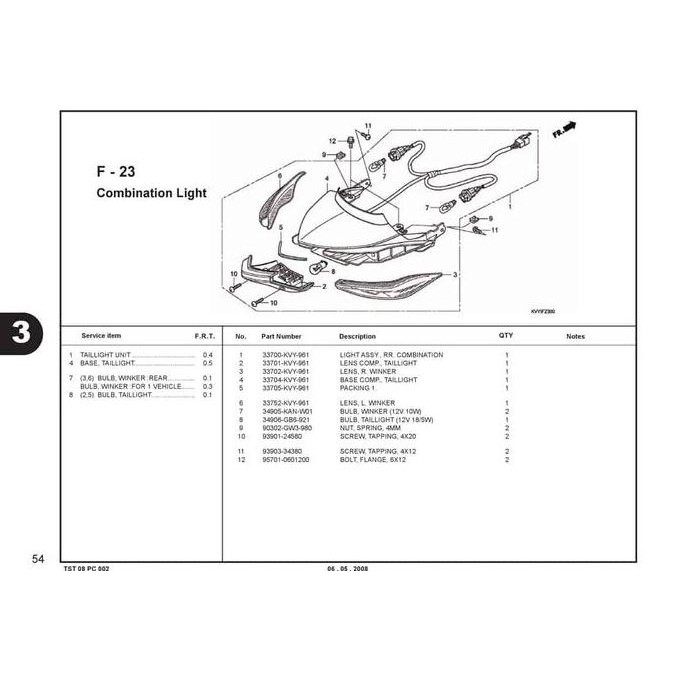 LAMPU BELAKANG SET/ STOPLAMP ASSY HONDA BEAT KARBU ORI AHM 33700KVY961