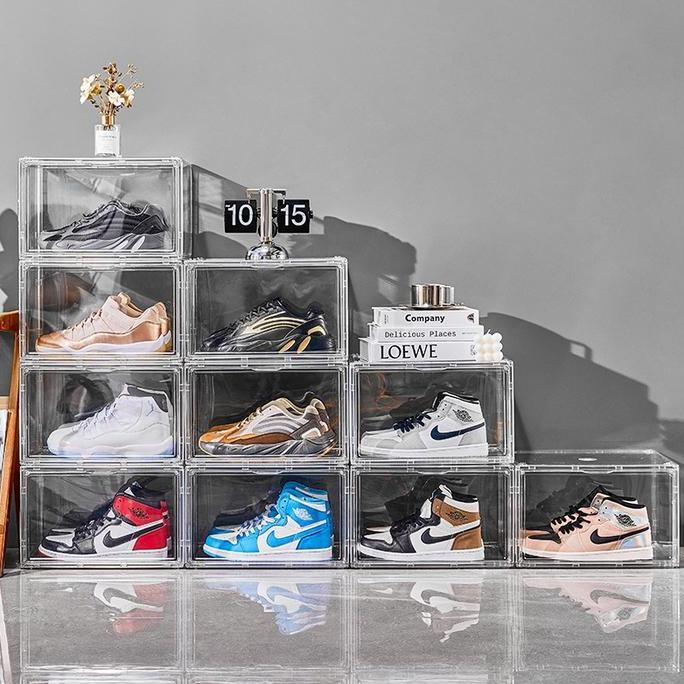 

Terlaris Id Home Kotak Sepatu Plastic Sneaker Stackable Transparan Storage Acrylic Box Sepatu Tempat Penyimpanan Sepatu Plastik Pria