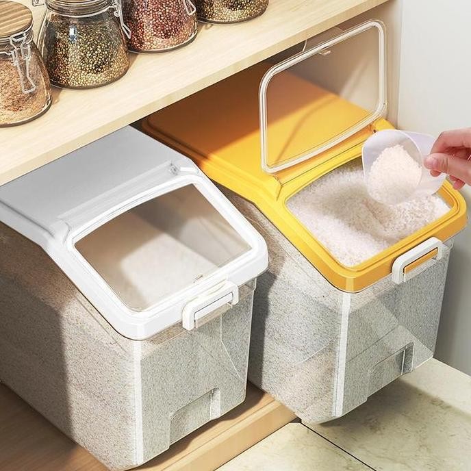 

Terlaris 10/12.5/17.5Kg Penyimpanan Makanan Rice Storage Organizer Besar Kotak Beras Rice Storage Box / Kontainer Penyimpanan Serbaguna/Makanan Multi-Fungsi Yang Lembab/Serangga/Tahan Debu Dispenser Beras