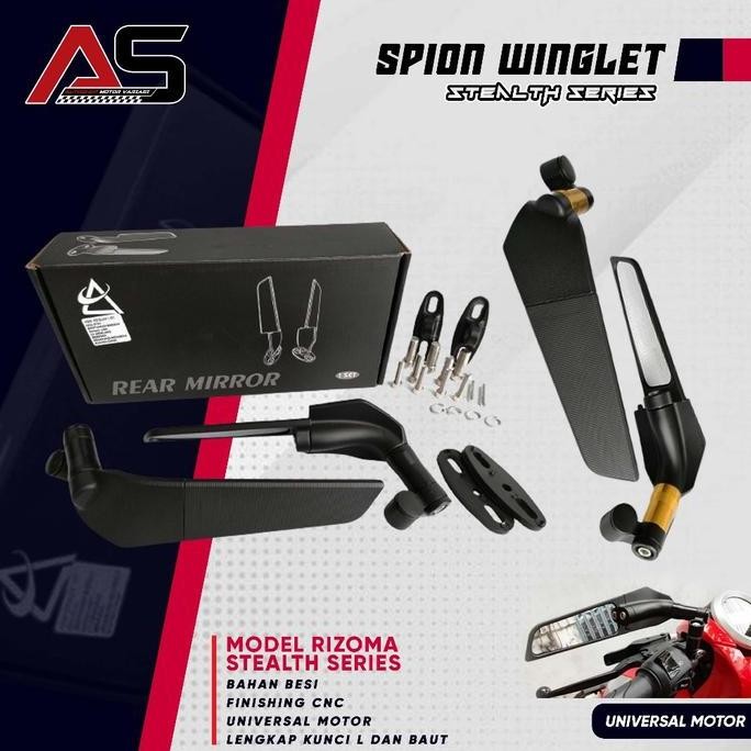 Promo Spion Winglet Stealth XMAX NMAX PCX KLX R25 ZX25R CBR150R GSX NINJA Model RIZOMA TANGKAI BESI 