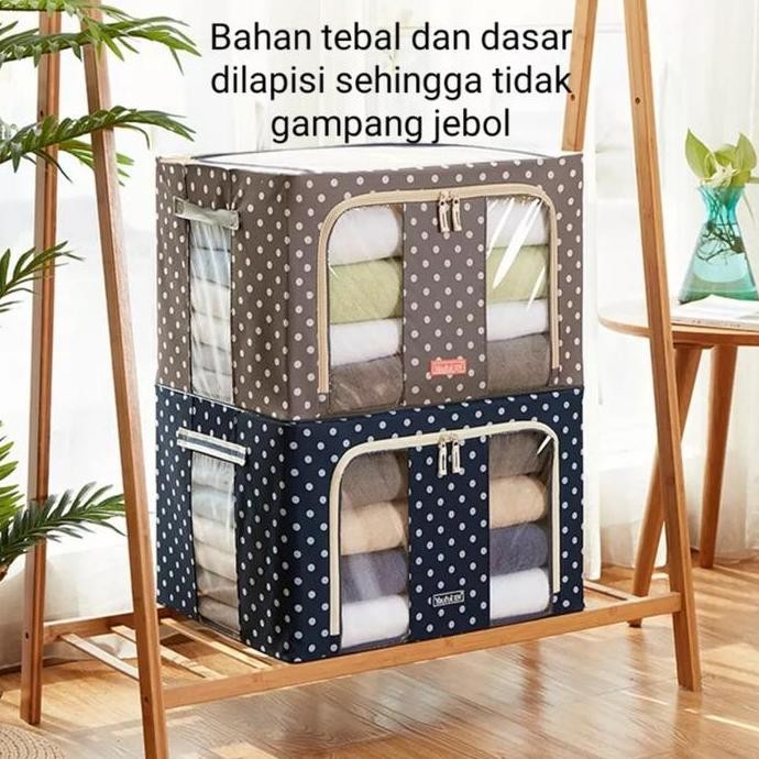 

Terlaris Storage Box 66 Liters Frame Baja Double Zipper/Kotak Penyimpanan Selimut Baju 66L Lengkap Dengan Penyangga Besi Dibawah Kotak