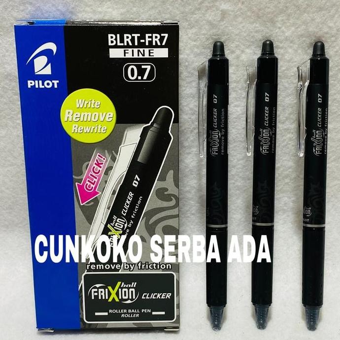 

PULPEN PILOT FRIXION CLICKER BLRT-FR7 0.7 MM HITAM / 1 BOX ISI 12 PCS