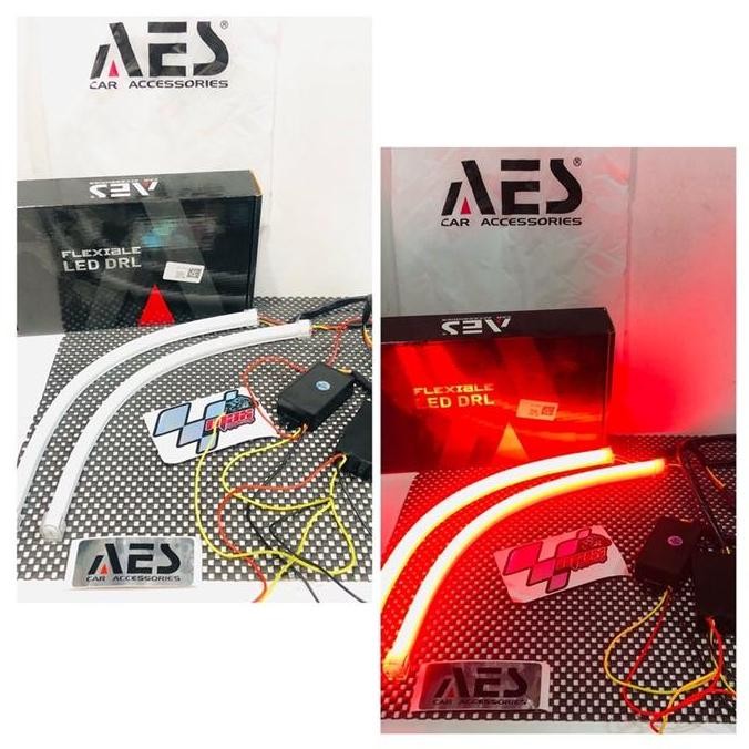 Lampu alis AES SPYDER DRL 2 mode sein running 30cm