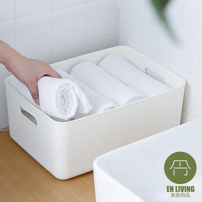 

Terlaris En Living Storage Box With Handle Medium White / Kotak Multifungsi