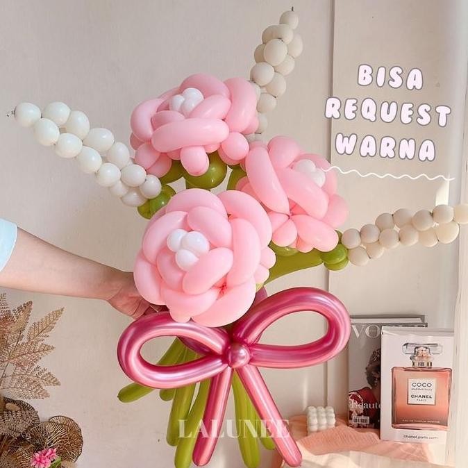 Peony Lavender Balloon Bouquet - Buket Bunga Balon Twist - Bunga Balon Korea Gercep