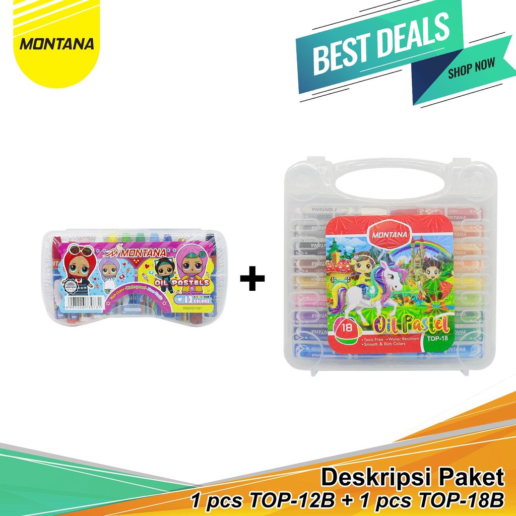 

MONTANA BUNDLING 1 SET CRAYON 12 WARNA TOP-12 + 1SET CRAYON 18 WARNA TOP-18 OIL PASTELS KRAYON