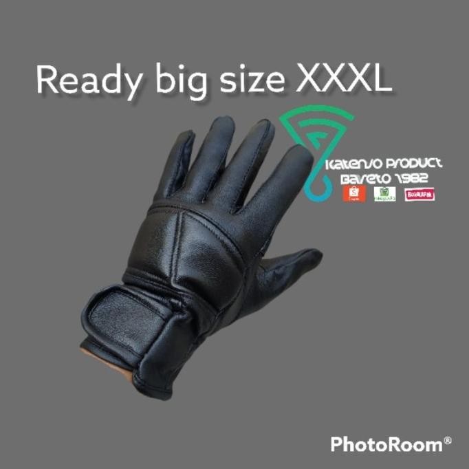 [Expert] sarung tangan kulit asli motor half pria ready big size jumbo XXL