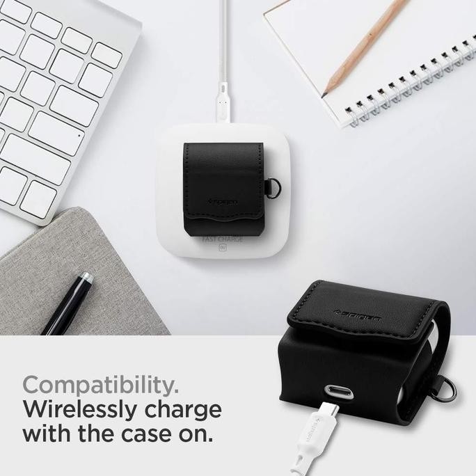 Spigen Airpods 2 / 1 Valentinus Leather Pouch Case Kulit Original Murah