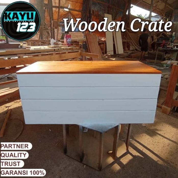 

Terlaris ######### Wooden Crate 50-90X40X40 Cm Kotak Kayu Storage Box Kayu Tempat Penyimpanan Serbaguna