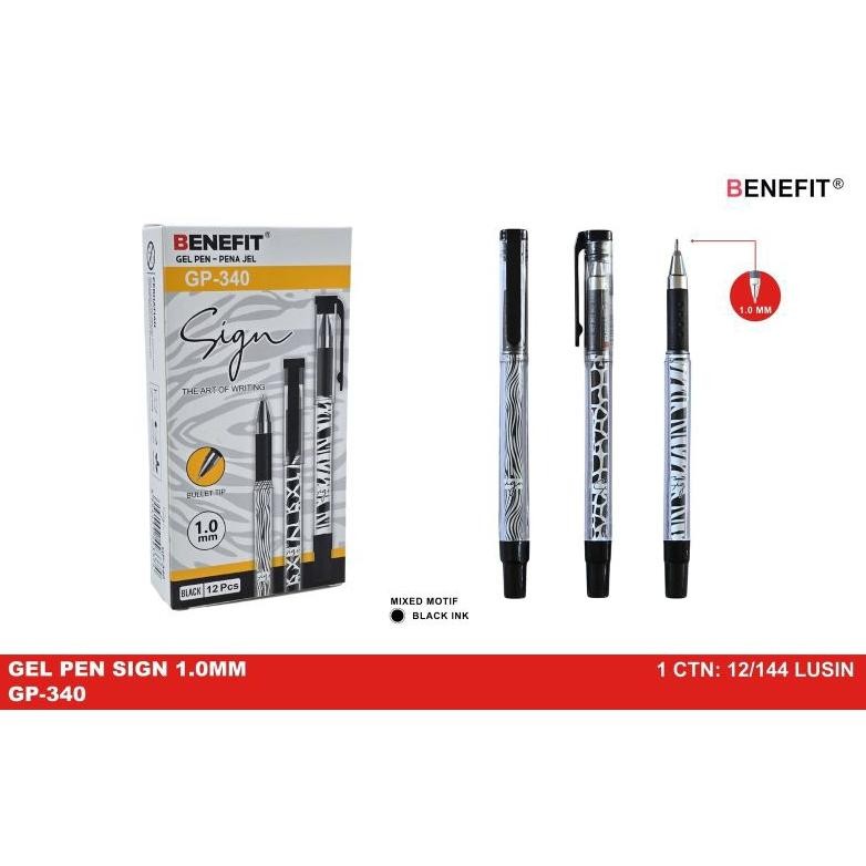

Pulpen Gel Benefit Gp-340 Sign 1.0mm ( 1pak/12pcs )