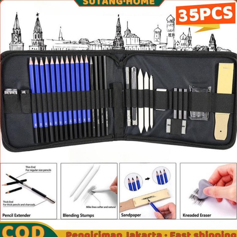 

SUTANGSet Sketch Pencil Pisau Penghapus dan Pensil Gambar untuk Keperluan Sekolah Pencil Drawing Set