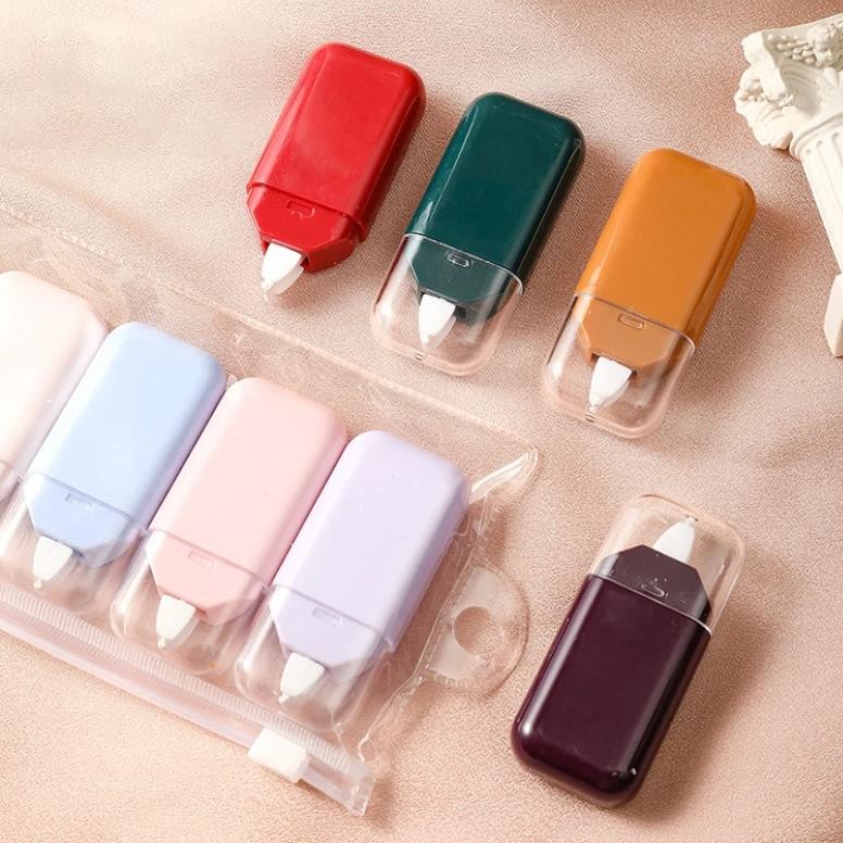 

6 Buah Pita Koreksi Solid Vintage 36M Pita Koreksi Panjang Total Korektor Sekolah Siswa Perlengkapan Kantor Alat Tulis Korea