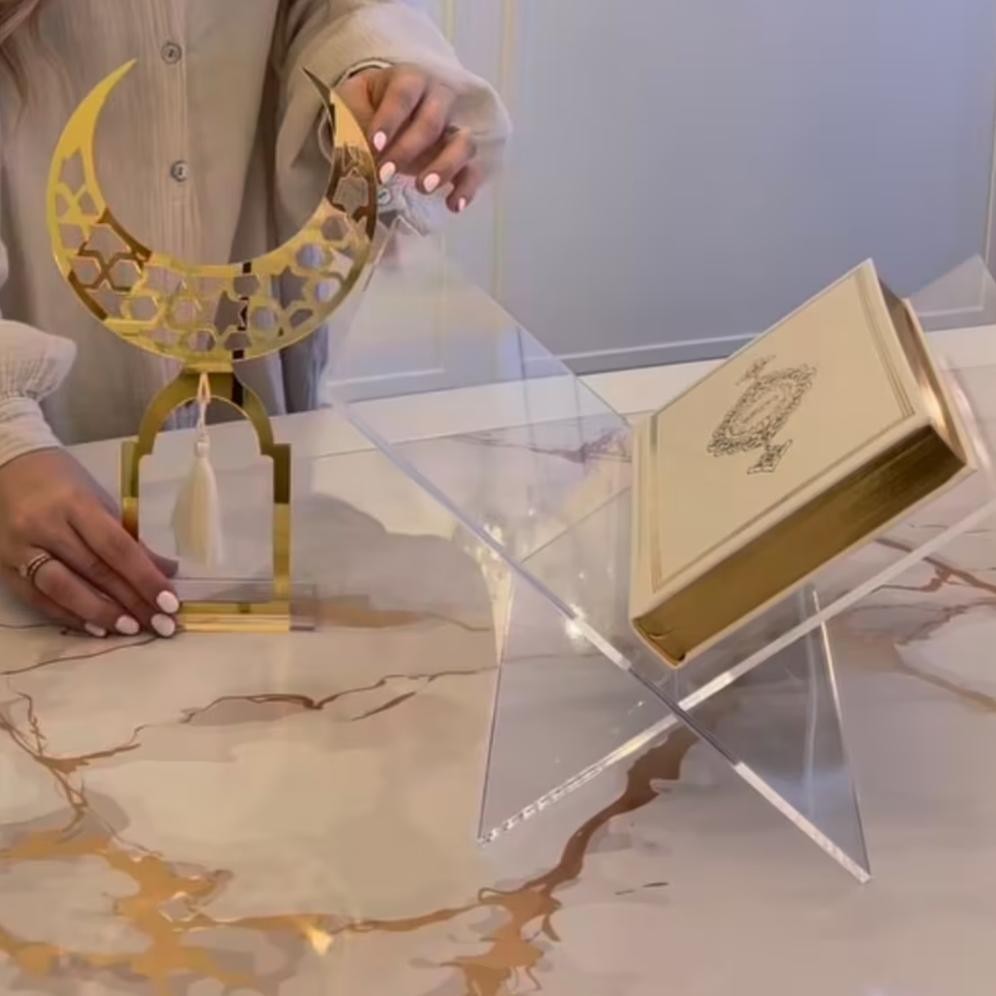 Rekal Quran Akrilik / Quran Stand / Meja Quran Lipat Transparant