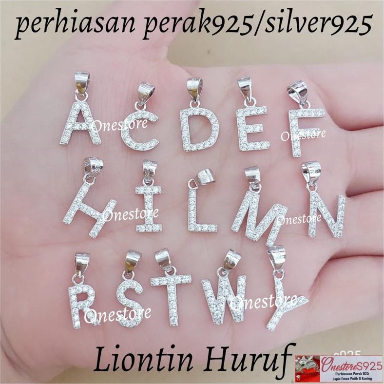 sfI Huruf inisial Liontin perak 925 lapis emas putih AST