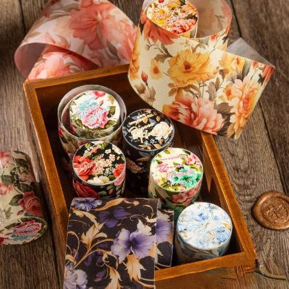 

1 Roll Washi Tape Vintage Sticker Scrapbook BLOOMING FLOWERS FLORAL SERIES Journal Scrapbook DIY AST