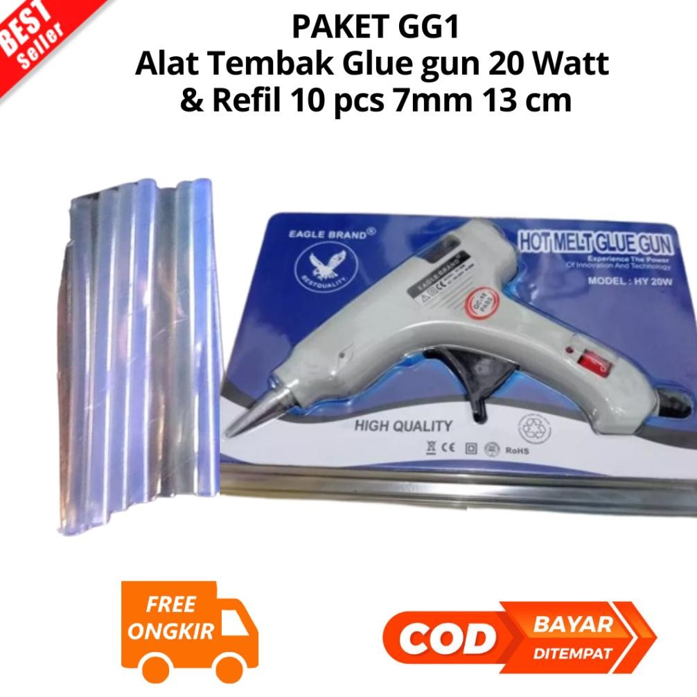 

[JIB] BAYAR DI TEMPAT Glue Gun / Lem Tembak 20W dan Refil 10 pcs ukuran 7 mm panjang 13 cm LIM TEMBAK LEM TEMBAK SERBAGUNA DAYA REKAT KUAT AST