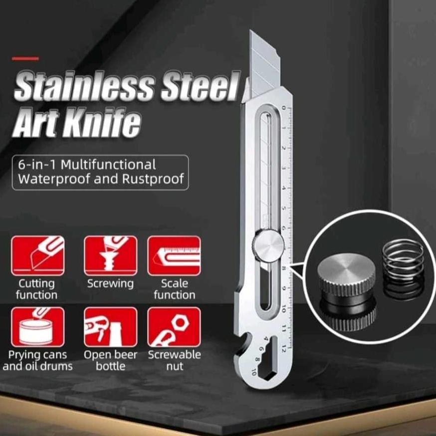 

Cutter Pisau Tajam Besar Baja Stainless Anti Karat Bahan Kuat Tebal Bagus Multifungsi AST