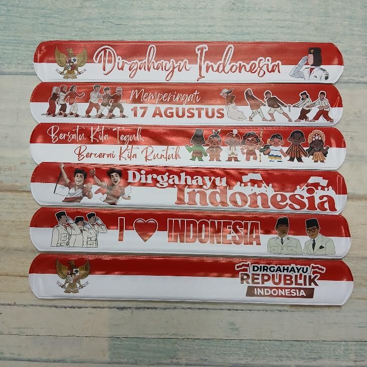 

GROSIR 50 PCS MAINAN ANAK GELANG PENGGARIS MOTIF MERAH PUTIH/KEMERDEKAAN *ACC I LOVE INDONESIA* AST