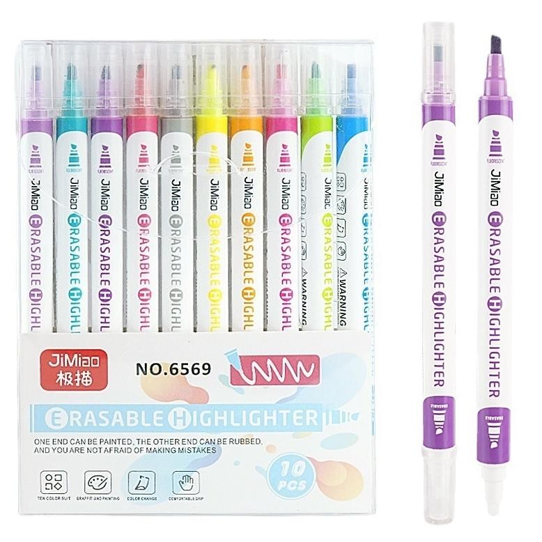 

10 Pcs Erasable Highlighter Spidol highlighter Bisa Dihapus Set M005