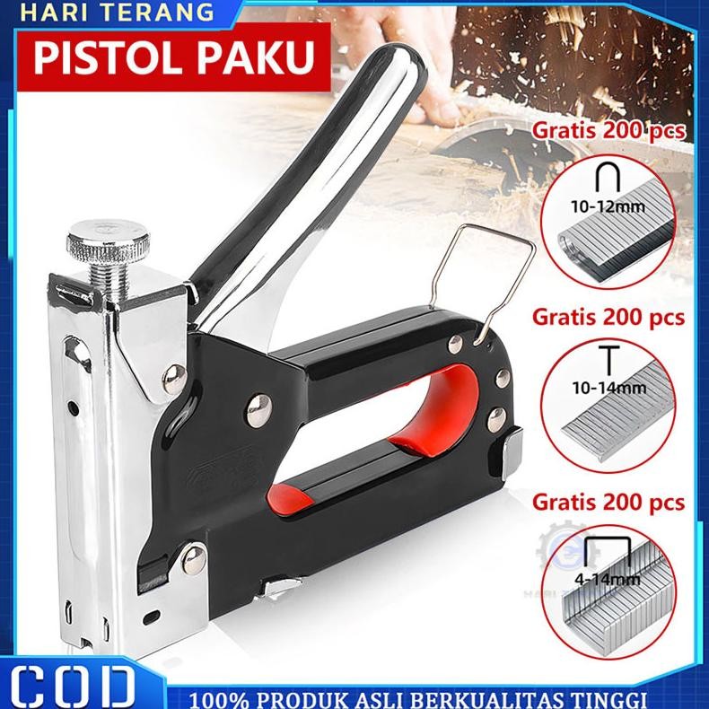 

4in1 Staples Stapler Staple Gun Paku 3 In 1 Pistol Kuku DIY Konstruksi Furnitur Konstruksi Pelapis Pelapis Pintu Tipe U Gratis 600 / T -Tipe Stapler Pistol Pertukangan Rumah Alat Alat Stapler Pertukangan AST