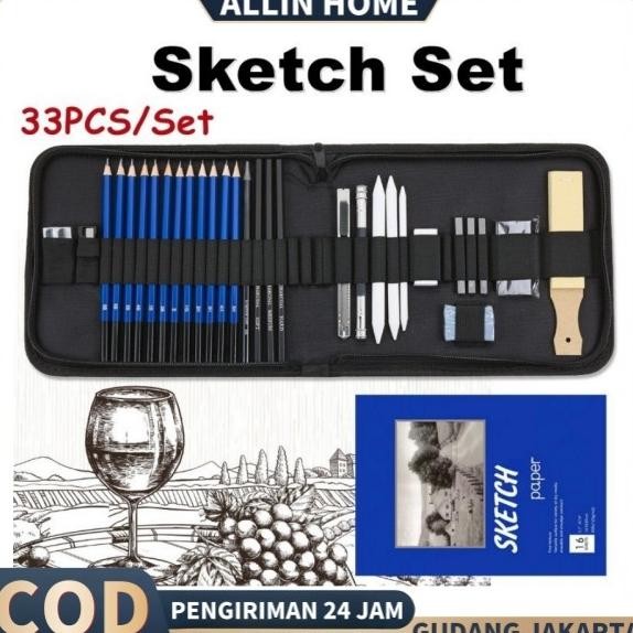 

35PCS/Set Drawing Set / Sketch Kit / Art Drawing Kit / Sketsa Pensil Pisau Penghapus Dan Pensil Gambar Untuk Keperluan Sekolah Pencil Drawing Set