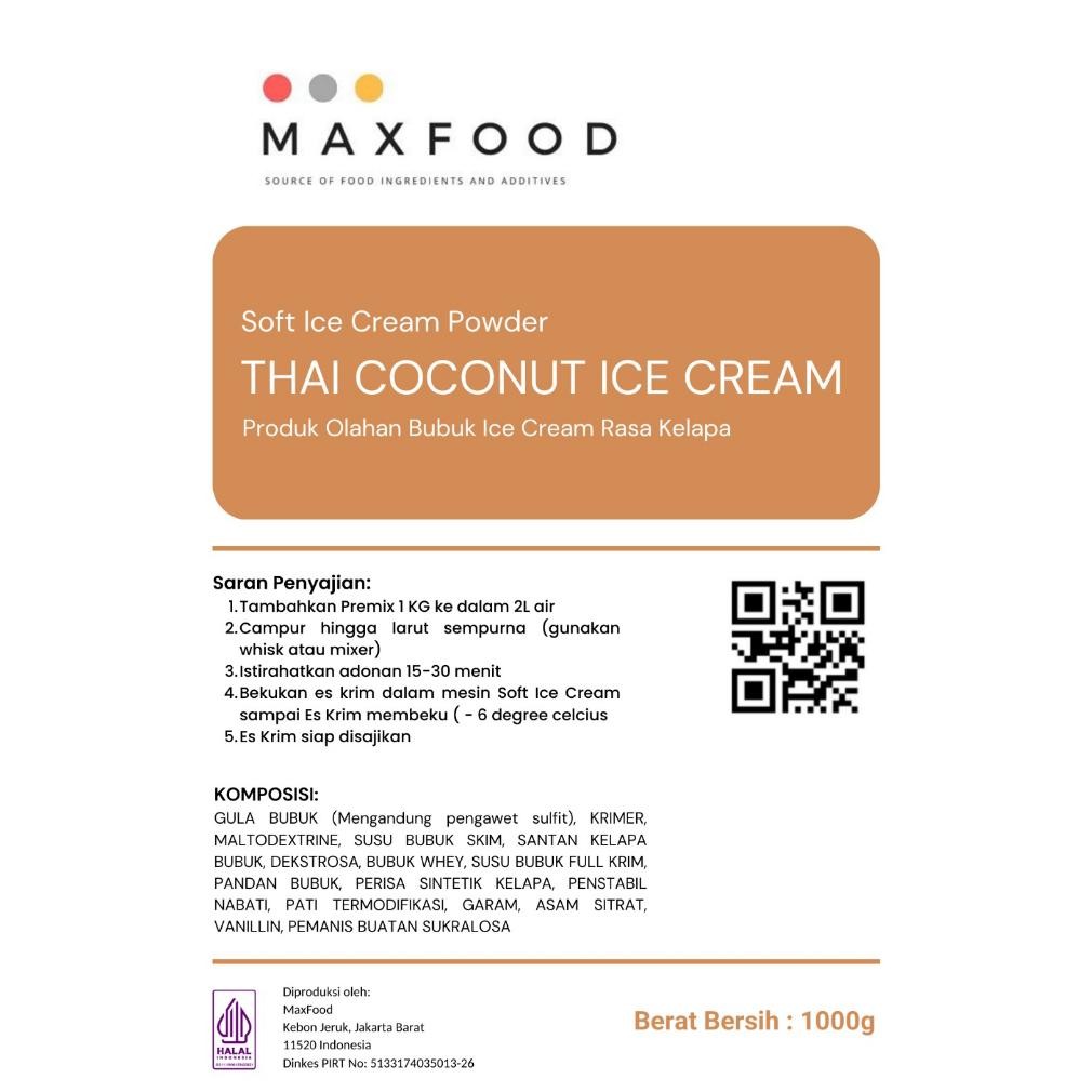 

MAXFOOD - Soft Thai Coconut Ice Cream Powder / Bubuk Soft Es Krim Rasa Kelapa 1 KG