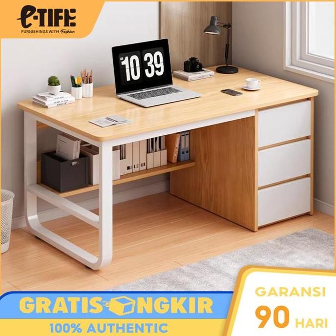 E-Tife Meja / Meja Belajar / Meja Kerja / Meja Degeng Rak Buku / Meja Rak / Lemari Laci / Meja Laci 