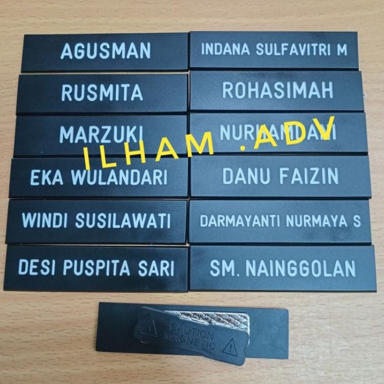 

papan nama dada grafir full hitam doff - magnet hitam berkualitas AST