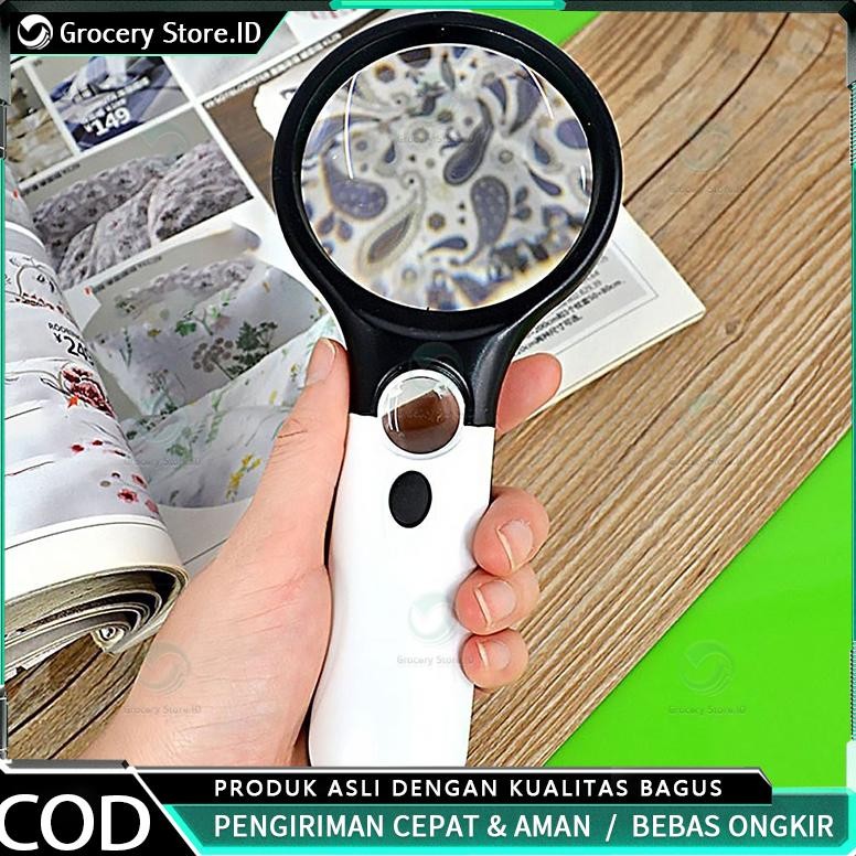 

Kaca Pembesar LED 2in1 Pembesar 3 LED Membaca Magnifying Glass Dengan Lampu AST