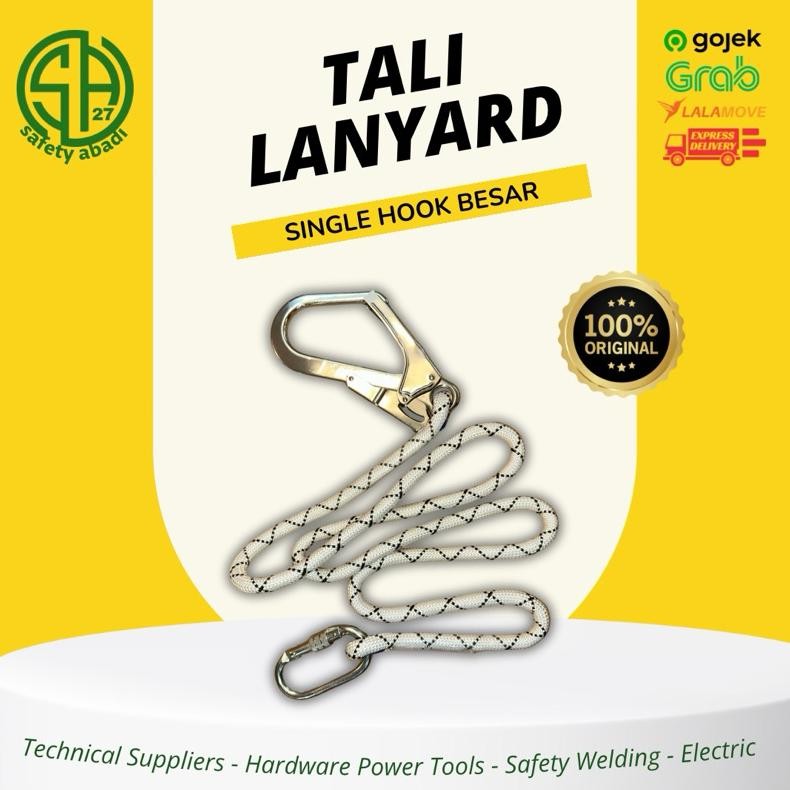 

Single Big Hook Besar Lanyard climbing / Tali Safety Lanyard Body Harness Single AST