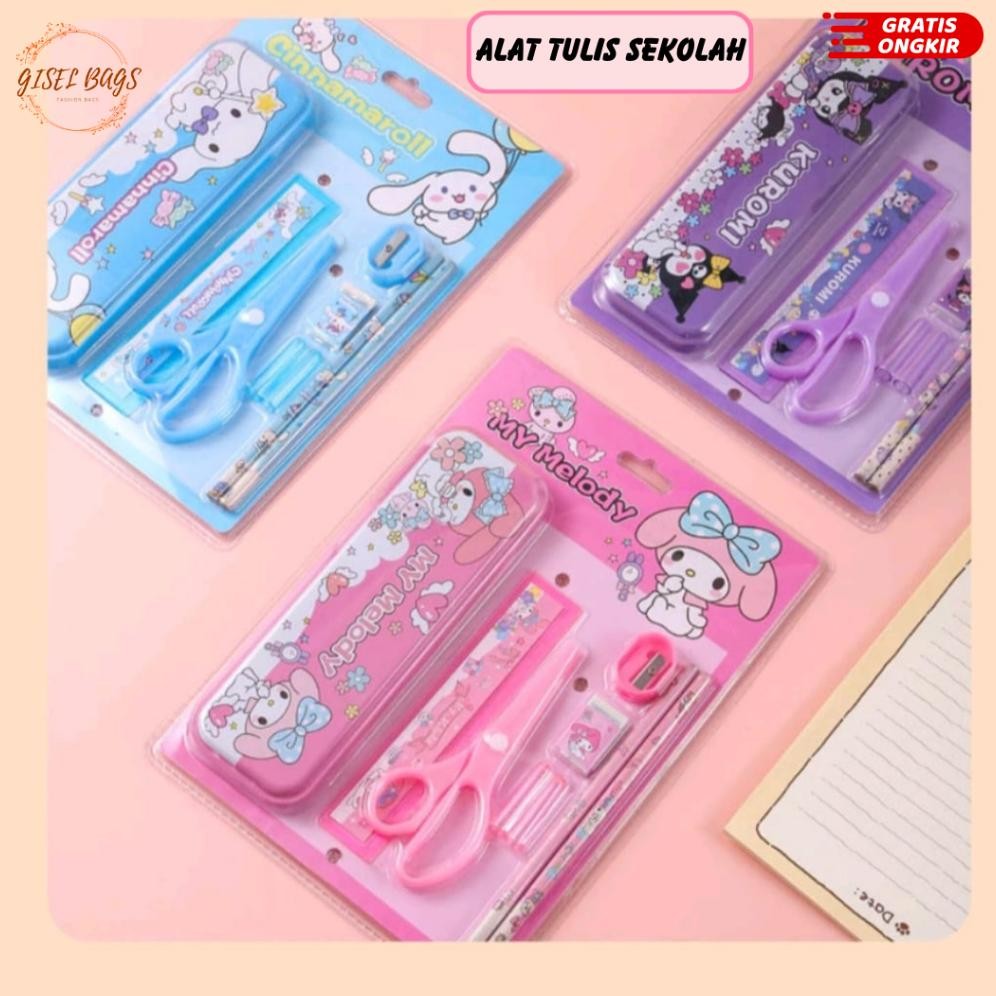 

kotak pensil anak 1 set 6 in 1 alat tulis atk sanrio stationery hadiah AST