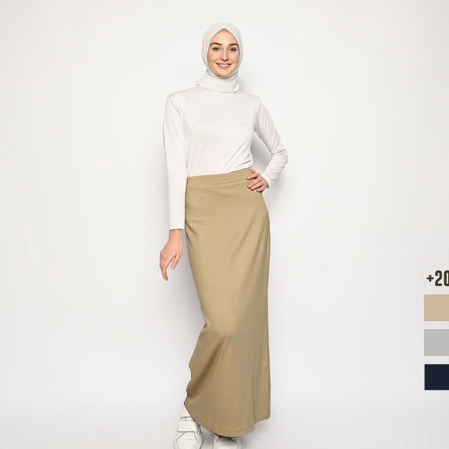 Basic Skirt Rok Kaos Span Polos Panjang Wanita