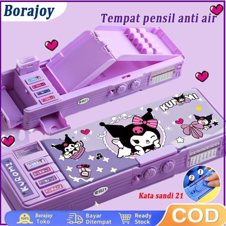 

Kotak pensil kata sandi Heimi, bahan tahan air multifungsi, lapisan ganda berkapasitas besar AST