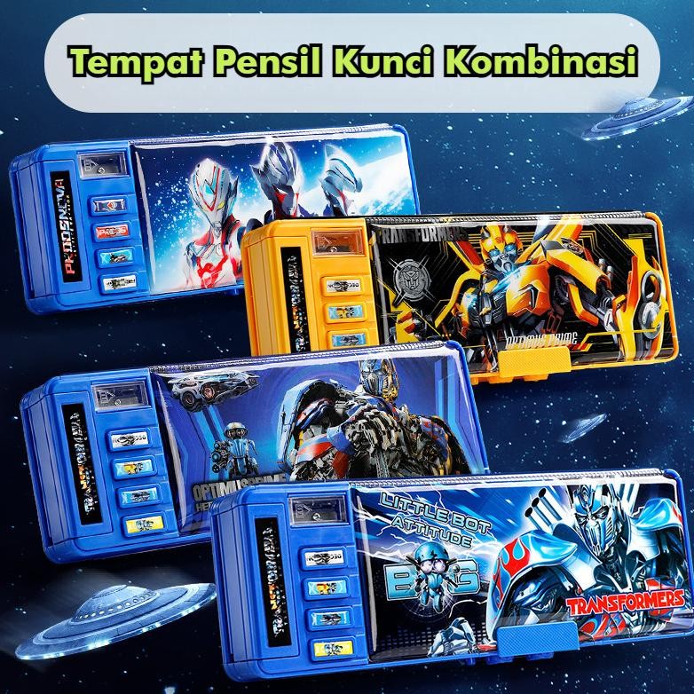 

Tempat Pensil Magnet Sandi Kotak Anak Kode Sandi Kunci Kombinasi Tombol Multifungsi Kartun Dua Sisi Tahan Air dengan Rautan dan Kapasitas Besar AST