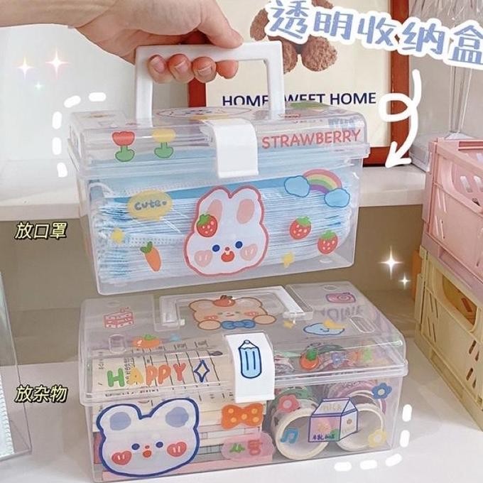 

Terlaris Transparent Storage Box Organizer Box With Handle Kotak Penyimpanan