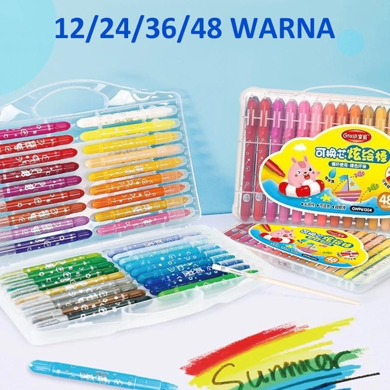

COD Grasp Crayon Set 48 Warna Silky Crayon Water Soluble Crayons Krayon Licin Grasp AST