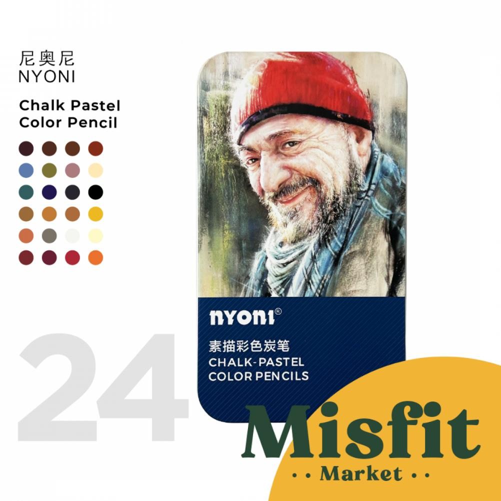 

NYONI N2830 Charcoal Chalk Pastel Color Pensil 24 Set Pensil Warna Arang AST