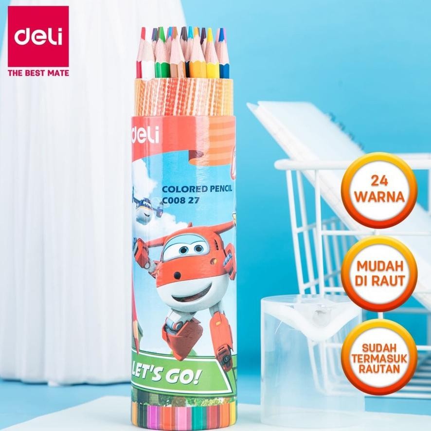 

Pensil Warna 24 Warna DELI Super Wings Bonus Serutan - EC00827 AST