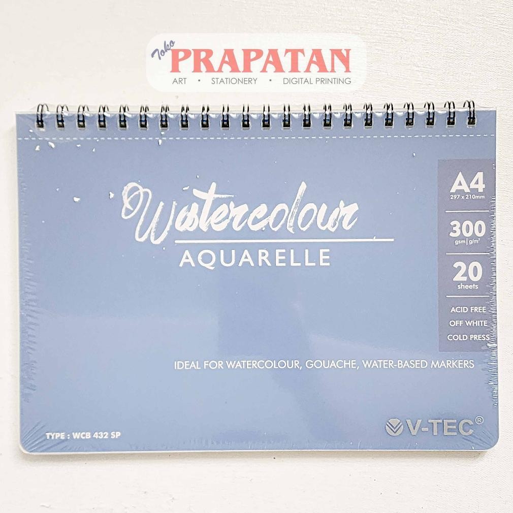 

V-TEC Spiral Watercolor Book Pad A4 | Buku Cat Air AST