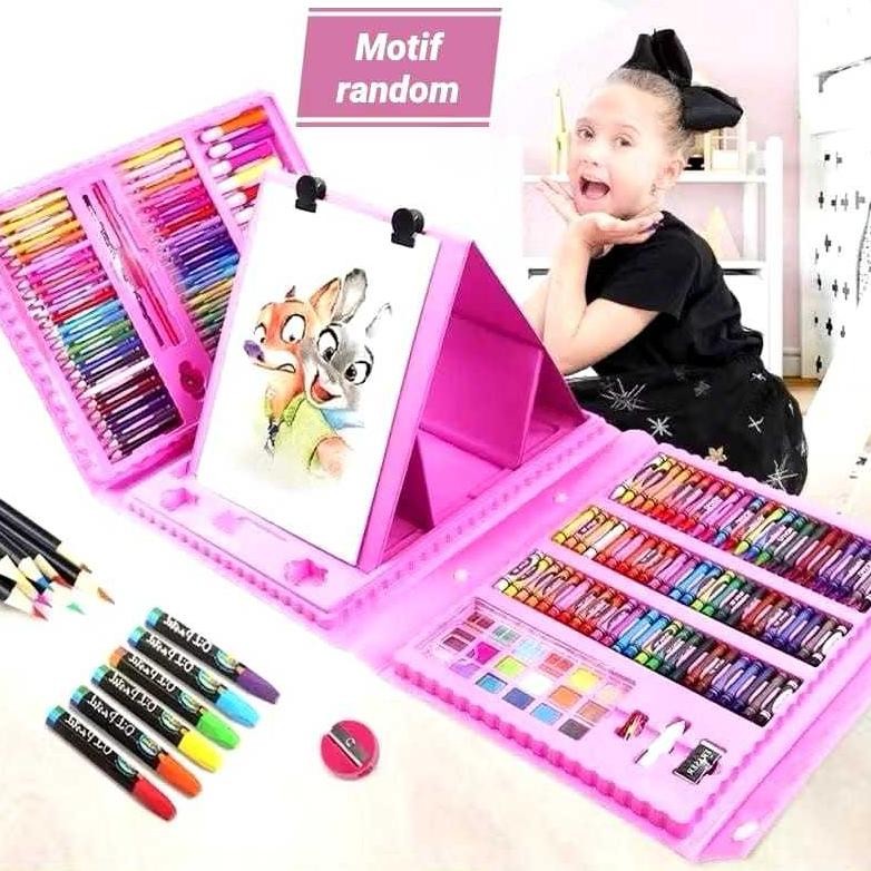 

(QM) Crayon Set Peralatan Gambar & Lukis Pensil Warna/ Art Set isi 150 pcs dn 208 pc Kualitas Premium AST
