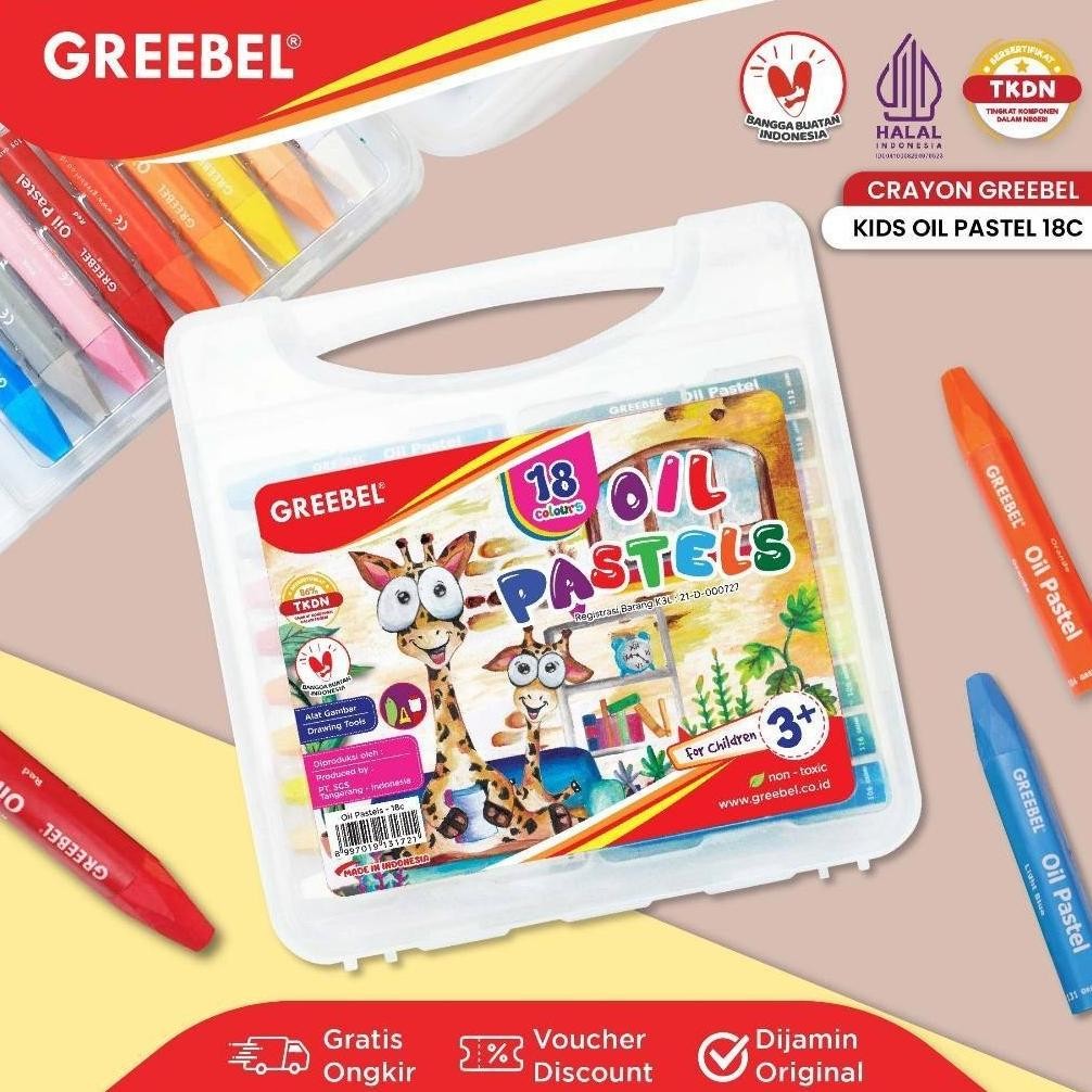 

GREEBEL CRAYON 18 WARNA / CRAYON OIL PASTEL 18 / CRAYON GREEBEL (KOP18) AST