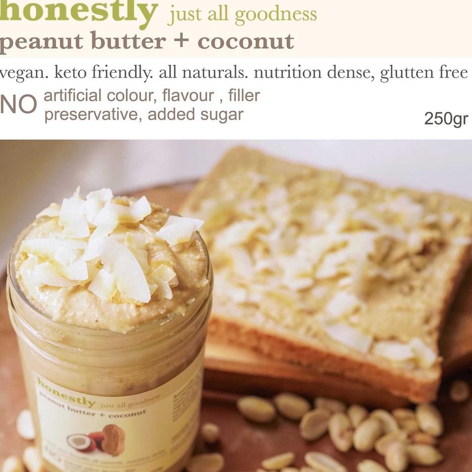 

Honestly Peanut Butter Coconut Selai Kacang Kelapa Serut Unsweetened Vegan Keto